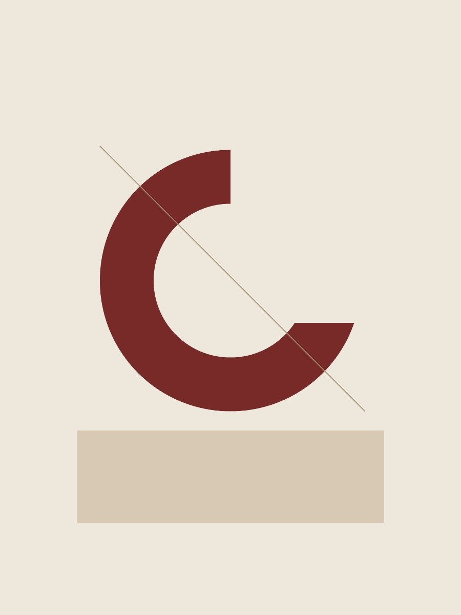 Quiet Orbit, red circular artwork displayed in an illustrative frame